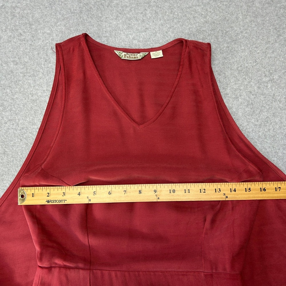 Tommy Bahama Womens Size 2 Red 100% Silk Wrap Tie Front Sleeveless Maxi Dress - Picture 10 of 16